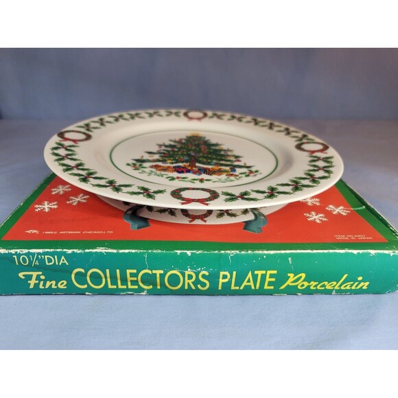 Christmas Tree Plate 10.5'' Vintage 1980s Japan ARTMARK Serving Round Dish - Picture 3 of 12